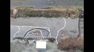 Jan 26, 2024 - 90 Degree Drone Video of Contaminated Pathways Beside the BNSF Train Collision Site