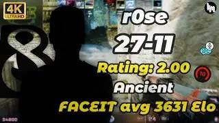 15 y.o. r0se (27-11) avg 3631 Elo Lobby (Ancient) | B8 Academy | #cs2 #r0se #POV