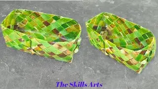 Daily Use Basket / Rectangular Type Pencil Box Form Leaves / How To Make Coconut Leaf Basket
