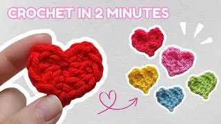 EASY No Magic Ring Mini Crochet Heart Applique | How to crochet a heart for BEGINNERS