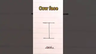 draw a beautiful cow face with letter 'I'.🐮 #letterdrawing #letterart