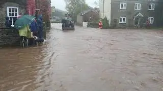 Ewyas Harold main Street in full flood 2 26/10/19