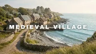 Medieval Coastal Village Ambience | Daytime Sea Waves | Relaxing ASMR
