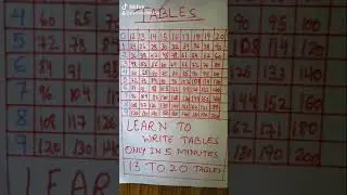 Learn tables 12 to 20 just in 1 minutes