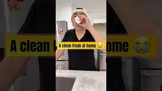 Clean freak at home #wipe: She wipes everything 😭 #cleanfreak #funnymoments #viral #shorts