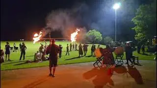 PyroPipes with the lovely Taiko Drummers @ Toowoomba Fire Night 