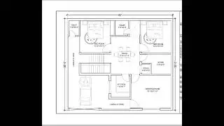 42x36 South face # cad plan 🏠💯 house plan smart plan 