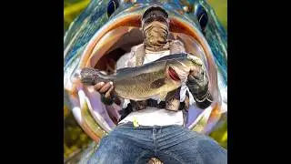 Largemouth bass caught on a live target frog 🐸 #fishingshorts #viralshort #trendingshorts