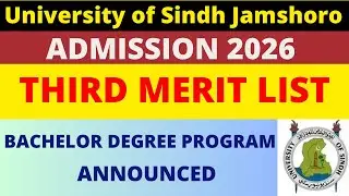 Sindh University 3rd Merit List for Admission 2026 Announced | Bachelor Degree Merit List 2026
