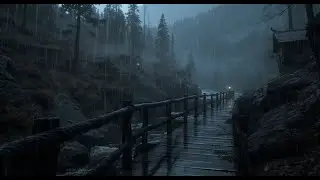 Rain Sounds For Sleeping 99% | Calm Forest Rain Sounds on a Wooden Bridge