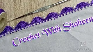 Crochet dupata lace design with beads/ crochet tutorial #120 by @crochetwithshaheen0786