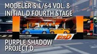 INITIAL D Modeler's 1/64 Vol. 8 GOD FOOT GT-R34 and Mazda RX-7 Amemiya 1/64! FULL REVIEW! #initiald