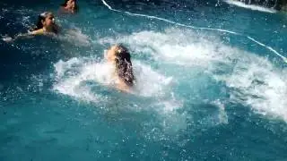 Our intense pool fight off the cave top. lol