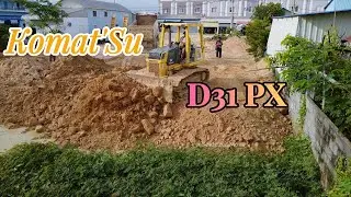 Most Wonderful Process...! Komat'Su D31PX Pushing Land Delete Ponds Operation with Dump Truck Soil