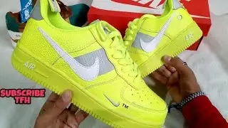 Unboxing Unisex AIRFORCE SHORT AF1 'VOLT' 07 LV8 UTILITY NEON Sneaker Shoes Best Quality