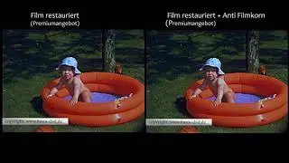 Bild in Bild Vergleich restaurierter Film und restaurierter Film inklusive Anti-Filmkorn
