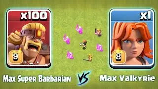 Max Valkyrie vs 100 Max Super Barbarian | Clash of Clans | *Overpowered Super Barbarian* | NoLimits