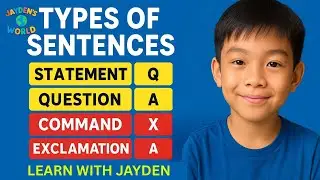 Types of Sentences for Kids | Statement, Question, Command & Exclamation | Learn with Jayden