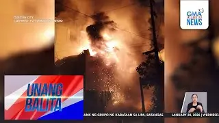 Sunog sa isang establisimiyento sa Brgy. Pasong Putik, inaapula pa rin | Unang Balita
