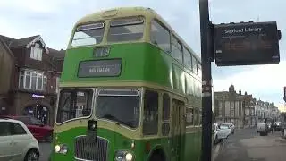 Leyland PD3 Queen Mary bus leaving Seaford Library bus stop, 3rd April 2022