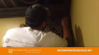 Faux Tin Wall Panel Installation at Decorative Ceiling Tiles