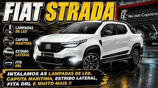 FIAT STRADA 2022 Lâmpadas Led Dlr com Setas Teto Black Capota Marítima Estribos - Rei das Capotas