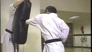 和道流空手道八段による迫力あるサンドバッグトレーニング（柳川昌弘）