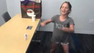 Danielle doing the Claribot dance