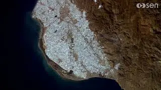 Greenhouses of the Campo de Dal&iacute;as, Almer&iacute;a Province, Spain, filmed from space in 4K