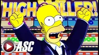 ★DONUTS, SPRINKLES, & A BIG MONORAIL!★ THE SIMPSONS Slot Machine Bonus HIGH ROLLER WIN! (SG)