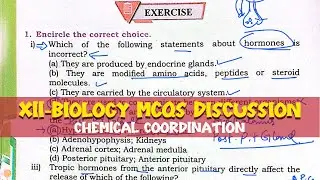 XII- Biology STB new book MCQs discussion || Chapter 18Chemical Coordination