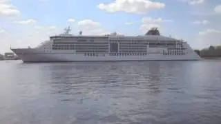 Big cruise ship (EUROPA2)  in the port of Antwerp.