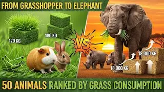 From Grasshopper to Elephant: 50 Animals Ranked by Grass Consumption Annually.