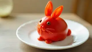 Amazing Tomato Rabbit 🐇 Carving | Simple Vegetable Decoration Idea | Easy Food Art Tutorial