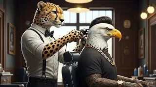 Vintage Vibes, Wild Style: Anthropomorphic Barber Shop Art! #animals #ai 