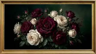 Framed Moody Roses TV Art - Dark Romantic Screensaver (4K, NO SOUND)