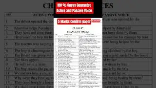 Active Passive Voice Class 9 | 5 Marks Confirm | English Paper 2026