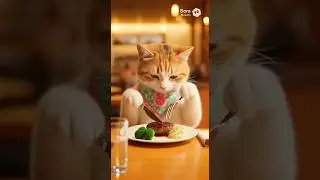 チャビ、フォークとナイフでハンバーグを食べる　#チャビ#猫動画#猫のいる暮らし#ハンバーグ#お行儀良い猫#ギャップ萌え#癒し動画#catvideo#cute#shorts