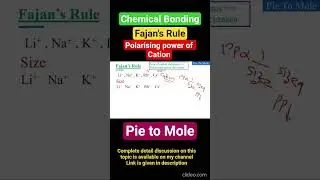 Polarising power of cation #fajanrule #chemicalbonding #jee #education #chamicalbonding #neet