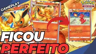 Magby &eacute; a acelera&ccedil;&atilde;o de energia que Flareon ex PRECISAVA | Gameplay Pok&eacute;mon TCG Pocket