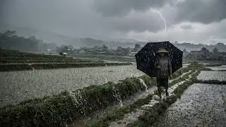 🔴LIVE Monsoon Rain & Thunder on Misty Rice Field | Help Sleep, Study, Meditation, PTSD