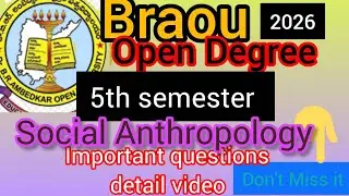 Dr BR ambedkar open University|social Anthropology important questions #opendegree #2026 #exam#viral