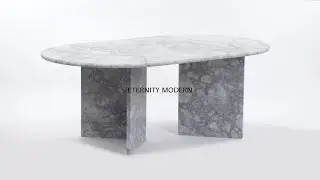 Laurent Oval White Marble Coffee Table with Angled Base | Modern Furniture