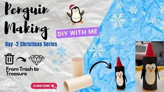 Easy Penguin making with paper roll. Step by step tutorial #diy #easy #christmas #series #tutorial 