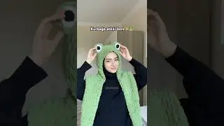 Frog scarf-beanie🐸 #puffy #frog #winter #atkılıbere