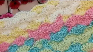 Fantastic💫colorful crochet baby blanket pattern model✨#crochet #tunisian #knitting #tutorial #craft 