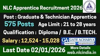 NLC India Apprentice Recruitment 2026, Apply Online For 575 Posts #nlcjobs #jobrecruitment #govtjob