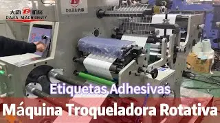 M&aacute;quina cortadora y troqueladora rotativa de etiquetas blancas con rebobinador de torreta ascendente
