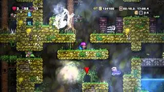 Spelunky: Angry shopkeeper with alien blaster