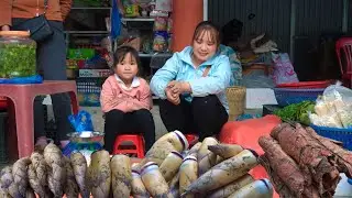 Выкапывать побеги бамбука, С дочерью, Нести на рынок продавать, Покупать посуду и столовые приборы